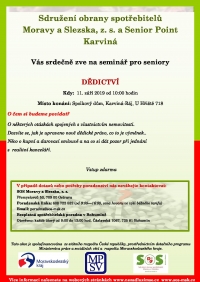 Senior Point Karviná informuje - seminář pro seniory