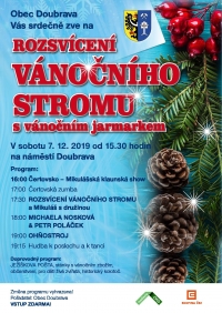 ROZSVÍCENÍ VÁNOČNÍHO STROMU A VÁNOČNÍ JARMARK V DOUBRAVĚ