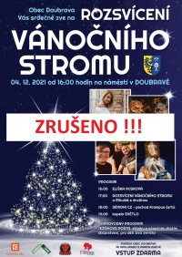ZRUŠENO - Rozsvícení vánočního stromu v Doubravě