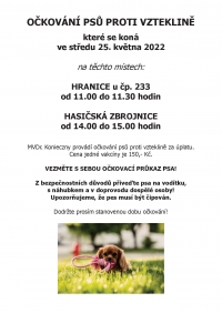 OČKOVÁNÍ PSŮ 2022